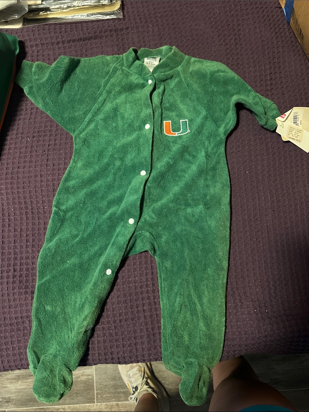University of Miami Green Baby One-Piece Footed Sleeper